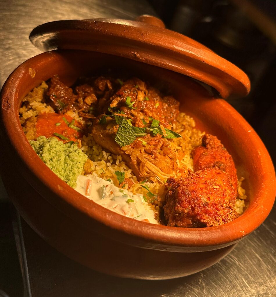 Ikkayes Restaurant special chatti biriyani served hot in a traditional clay pot at Liverpool’s best Indian restaurant-Indian Restaurant Menus